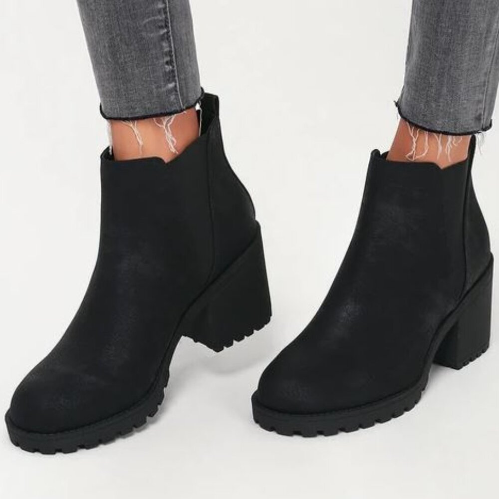 NEW! Lulus Lisbon Black High Heel Ankle Booties (Black)